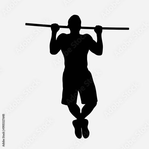 Man silhouette performing a pull-up exercise on a horizontal bar