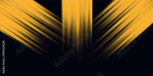 Halftone yellow dots pattern and black gradient grunge texture background. Dotted line comic sport style vector illustration.Vector ilustration