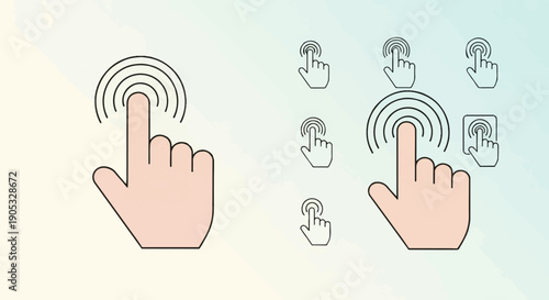 Iconographic representation of a finger pressing on screens