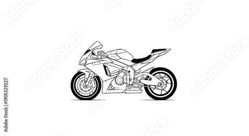 Detailed Sketch of a Modern Sport Motorcycle.