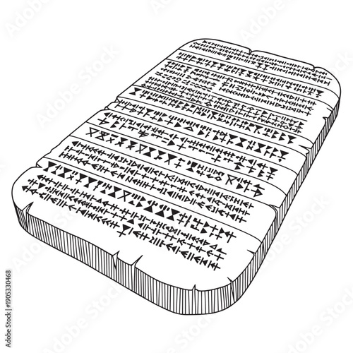 Ancient Hebrew Tablet with Inscribed Script and Religious Text.