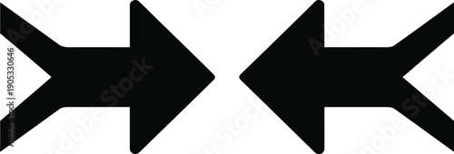 Two black arrows pointing in opposite directions on a white background