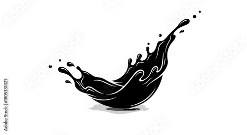 Dynamic Black Liquid Splash Abstract Art.