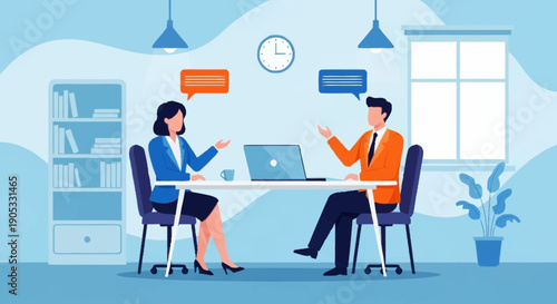 Professional Partnership and Idea Sharing Concept in Modern Business Meeting Vector Illustration