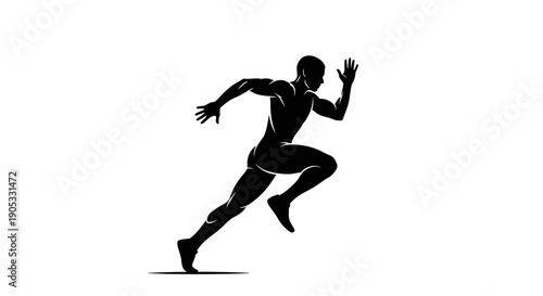 Dynamic Silhouette of a Male Athlete in MidStride Sprint.