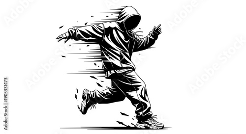 Dynamic Silhouette of a Person in Motion.