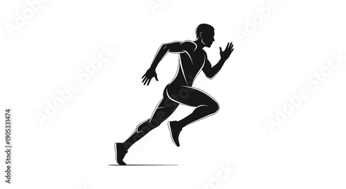 Dynamic Silhouette of a Male Athlete Running Fast.