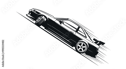 Dynamic Sports Car Drifting on a Sloping Road.