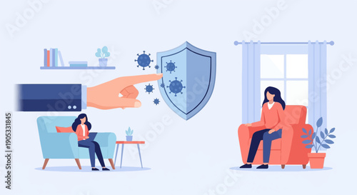 Hand protects people and shield from virus germs