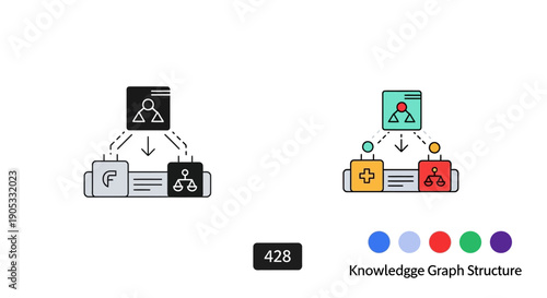 Knowledge graph structure icon, data science
