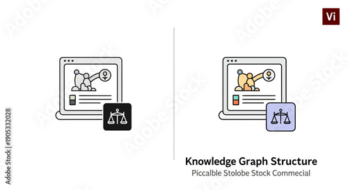 Knowledge Graph Structure Icon Illustration