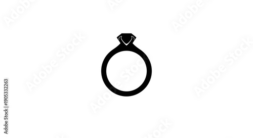 Elegant Black Diamond Engagement Ring Icon.