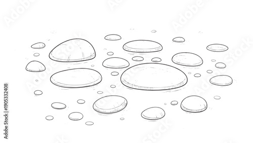 Smooth pebbles scattered across a white surface with subtle shadows.