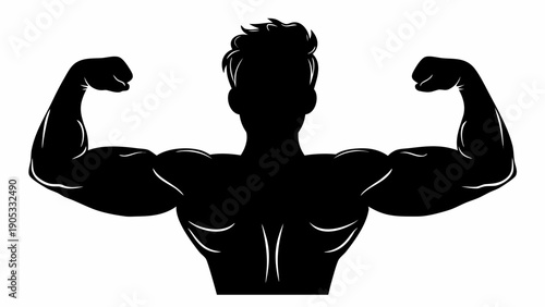 Heavy Weightlifting Bodybuilder Muscle Silhouette Vector Set