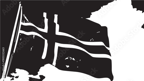 Distressed Scottish Flag in Monochrome with Grunge Texture and Torn Edge for Patriotic Design