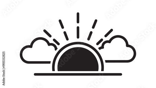 Sunrise Over Clouds With Radiant Sunburst on a Calm Horizon.