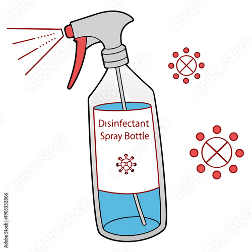 Disinfectant spray bottle isolated for sterile cleaning and hygiene