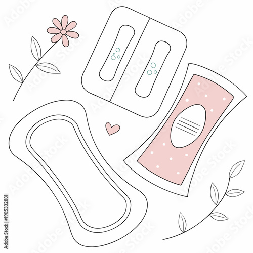 Feminine care essentials in a minimal stock set for personal hygiene