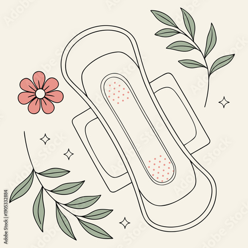 Feminine hygiene pad in a flat lay minimal style for periods