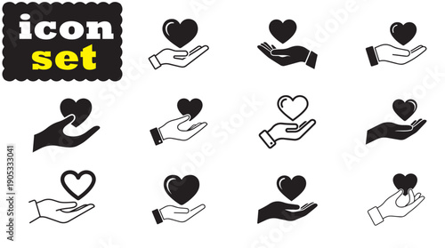 Heart in Hand Icon Set