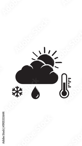 Weather forecast concept with mixed precipitation and temperature icons.