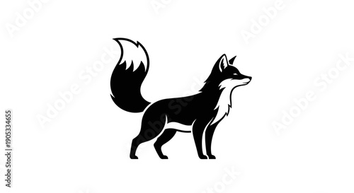 Elegant Black Fox Silhouette Standing Proudly.