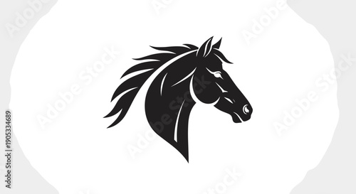 Elegant Black Horse Head Silhouette Emblematic Design.