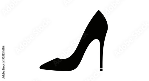 Elegant Black High Heel Shoe Silhouette Icon.