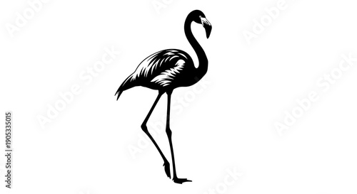 Elegant Flamingo Standing Tall Silhouette Art.