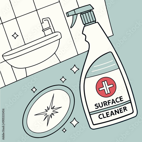 Surface Cleaner Bottle for Hygiene Concept