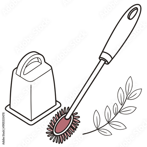 Minimalist Toilet Cleaning Brush Stock Icon