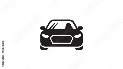 Car Icon in Simple Flat Design with Black Color on White Background for Automotive Industry