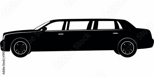 Luxury Stretch Limousine Black Sedan Car Silhouette Vector