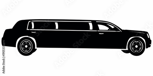 White Luxury Stretch Limousine Sedan Car Silhouette Vector