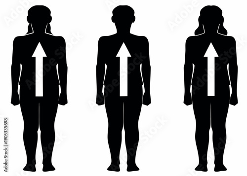 Human Posture Correction and Body Alignment Silhouette Vector Set