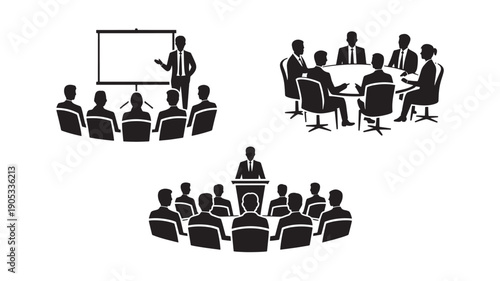 Vector Illustration Of Business People In Meeting And Presentation Settings For Corporate Communication And Teamwork Concept