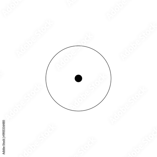 Active state icon in minimal line style. Circle with filled center dot representing enabled or active status in user interface and software design. Outline icon isolated on white background.