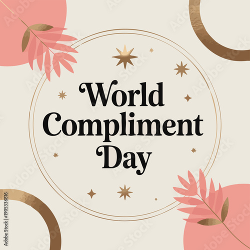 World compliment day celebration with decorative elements and text