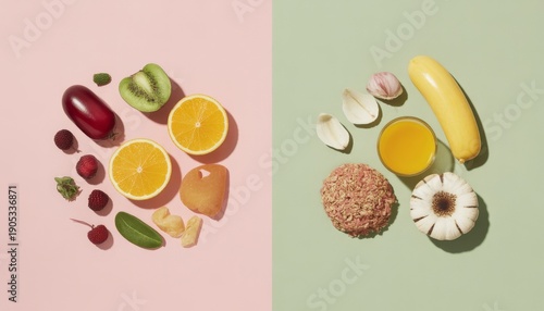 Healthy Breakfast Food and Ingredients Flat Lay with Fresh Fruits, Grains and Natural Nutrition ,ai gen