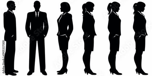 Diverse Corporate Business People and Professional Team Silhouette Vector Set