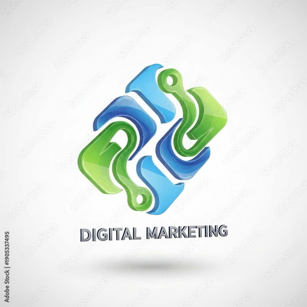 Fototapeta premium Digital marketing logo icon 3d style vector illustration flat design scalable graphic