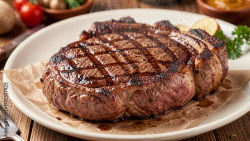 grilled beef steak with potatoes