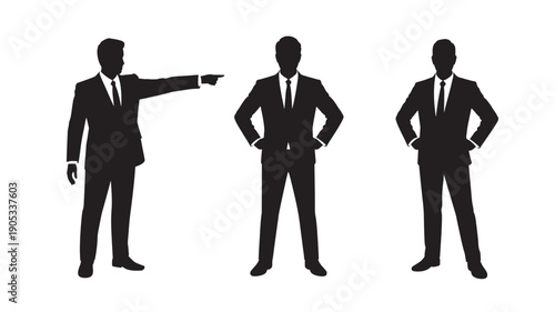 Vector Illustration Of Businessmen Silhouettes In Suits For Corporate Communication Concept