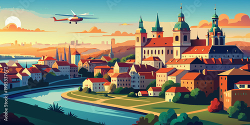 The sunny day in Gorzów Wielkopolski resulted in a beautiful drone photo showcasing the River Warta, the Cathedral, and the city center.