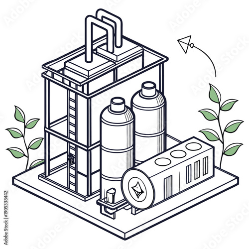 Industrial Water Treatment Plant Factory Vector