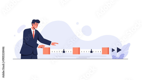 Businessman adjusting slider control for business process optimization