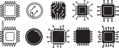 Black and white circuit board microchip