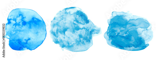 hand-drawn blue color paint blot banner in collection