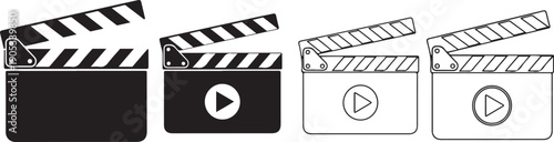 Clapper boards in black and white black clapper