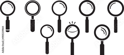 Black magnifying glasses on white background search